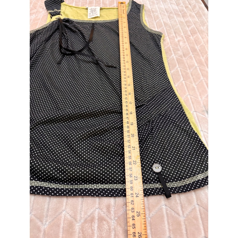 Vtg Zoë Cyber Y2K Subversive Basic Polka Dot Asymmetric Tank Top XS Chartreuse - Picture 9 of 10